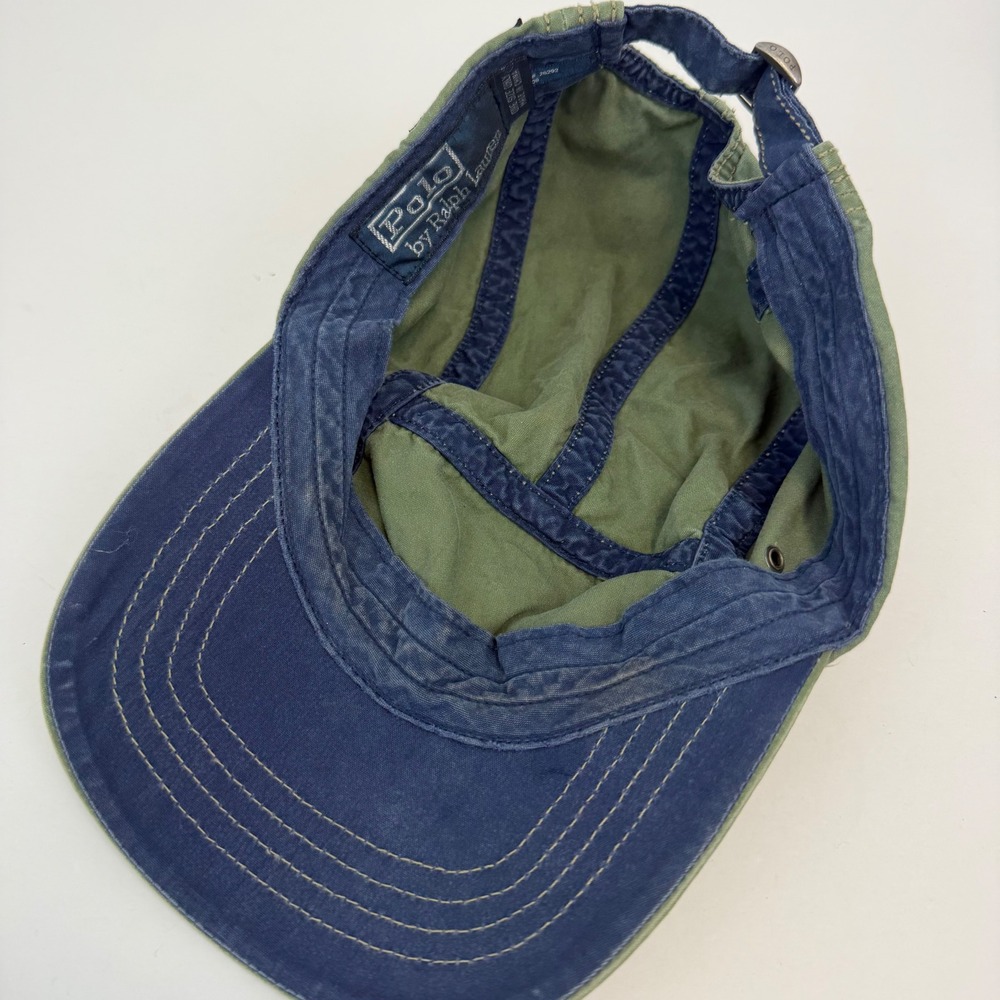 Polo Ralph Lauren Summer Hat Cap One Size Green Strapback Pony Vintage - Picture 5 of 9